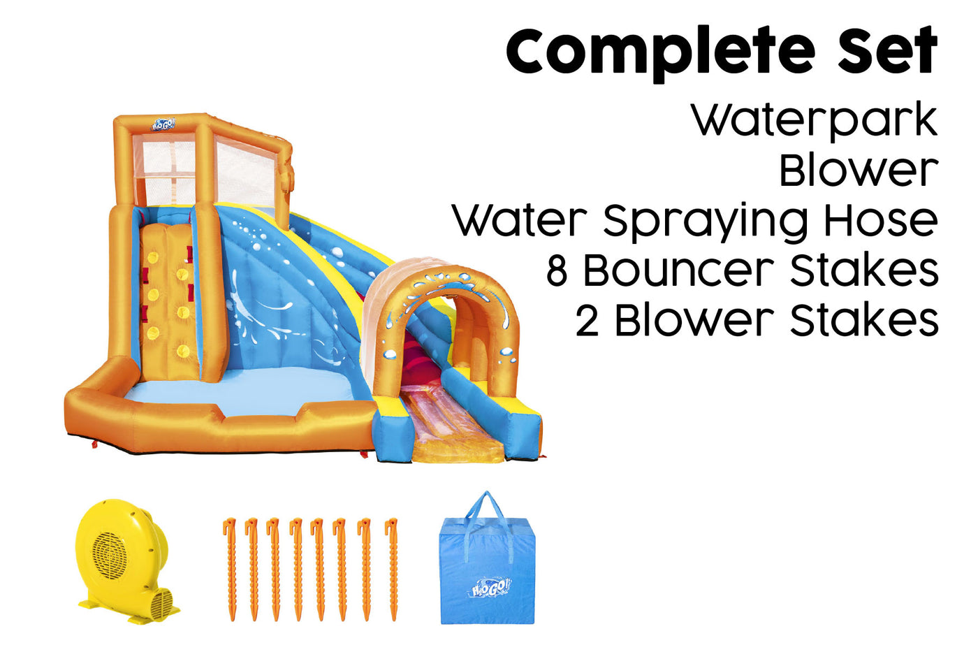 Bestway H2OGO! Constant Air Hurricane Tunnel Blast Water Slide, Climbing Wall, Pool
